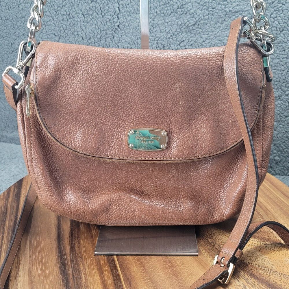 Michael Kors Bedford Leather Medium Brown Convertible Shoulder Crossbody Bag - Picture 3 of 16